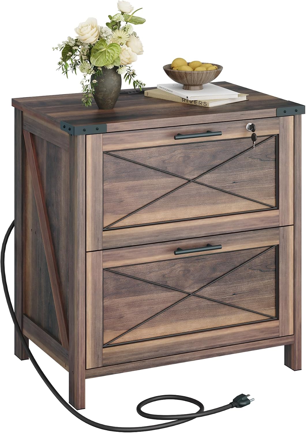 Printer Stand - Wood Lateral File Cabinet, 2 Drawer