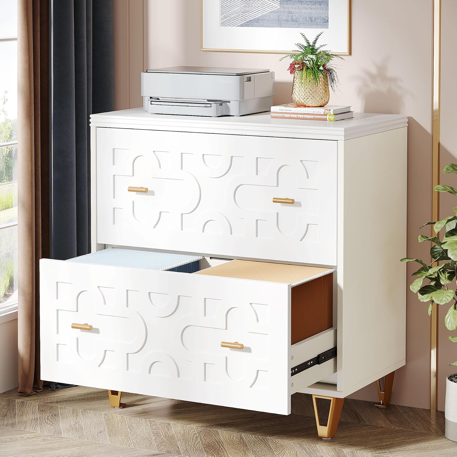 Printer Stand - 2-Drawer Lateral File Cabinet, Warm White