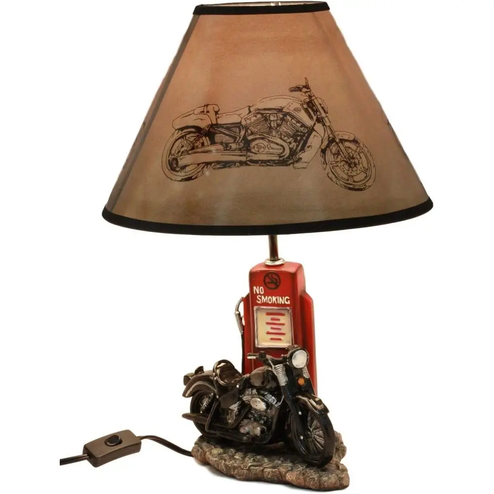 Desk Lamp - Vintage Retro Black Motorcycle Gas Pump
