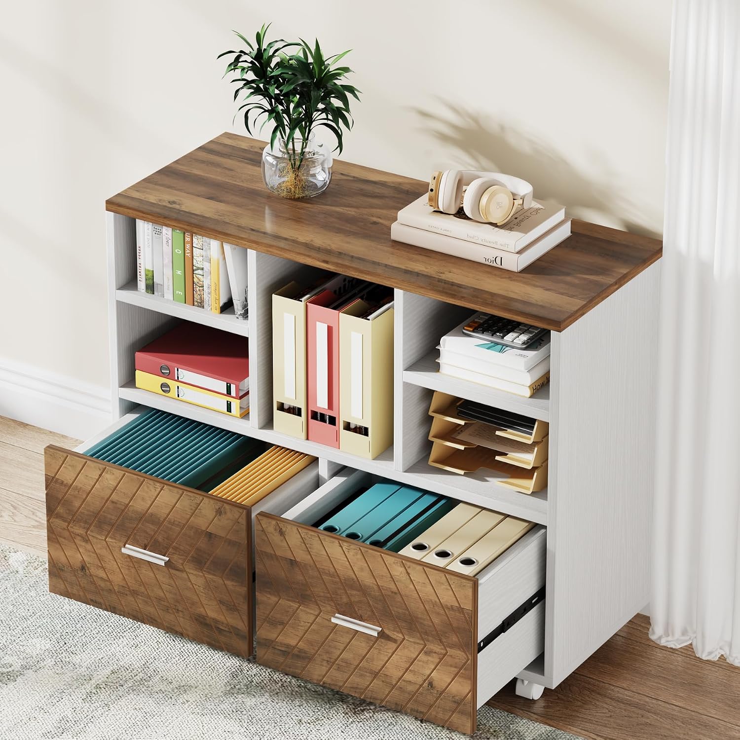 2-Drawer Wood File Cabinet, Mo - Printer Stand recension och pris