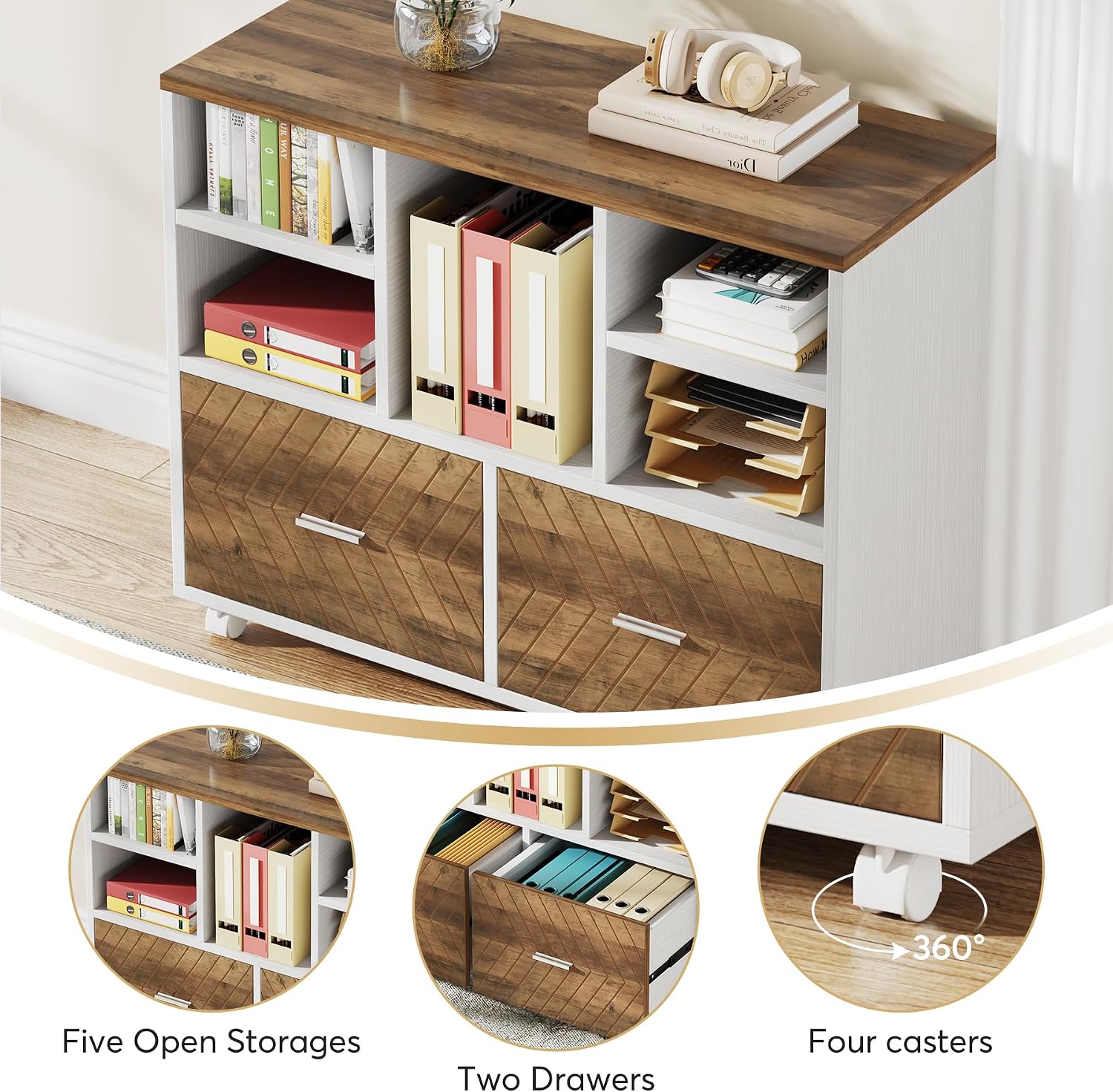 2-Drawer Wood File Cabinet, Mo - Printer Stand recension och pris