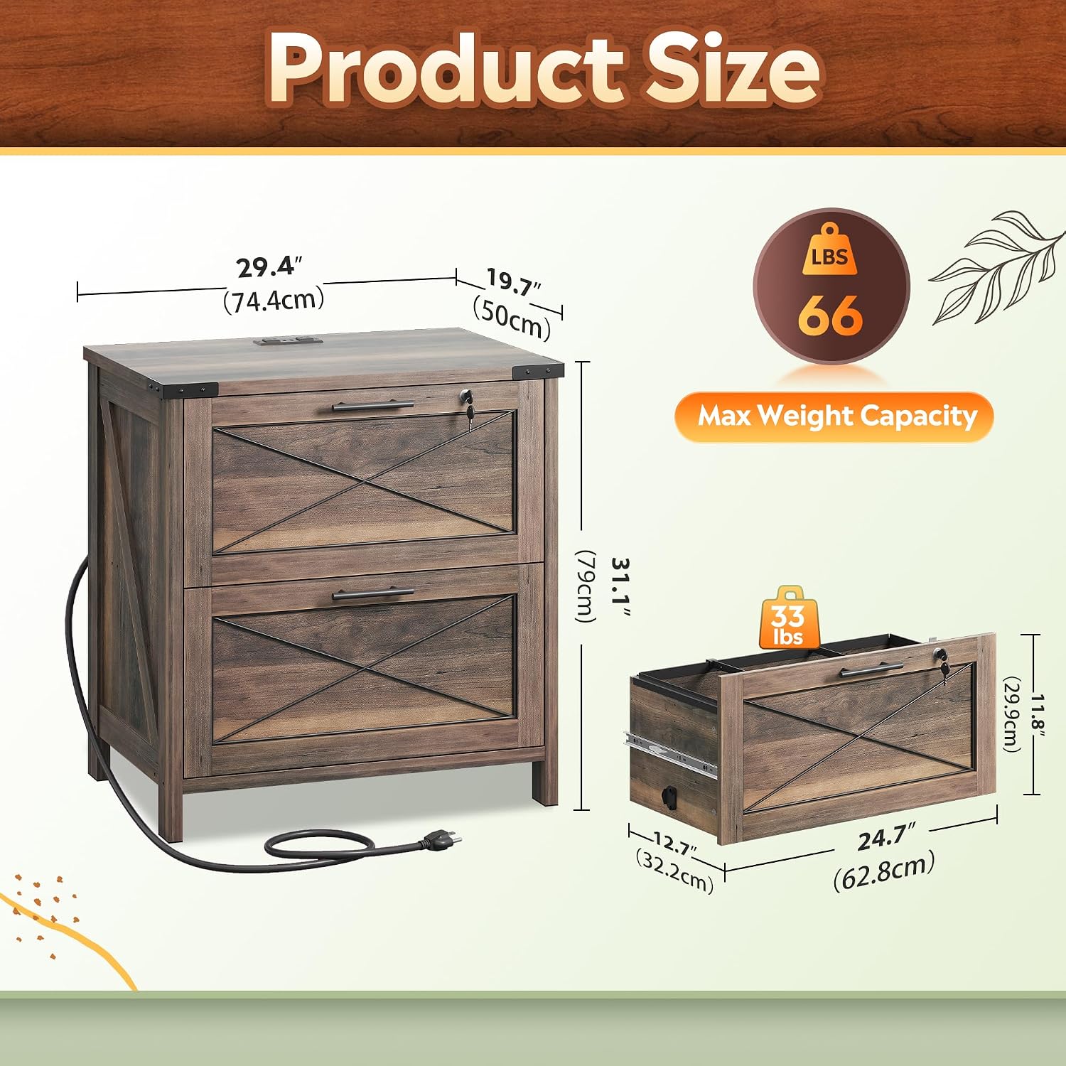 Wood Lateral File Cabinet, 2 D - Printer Stand recension och pris