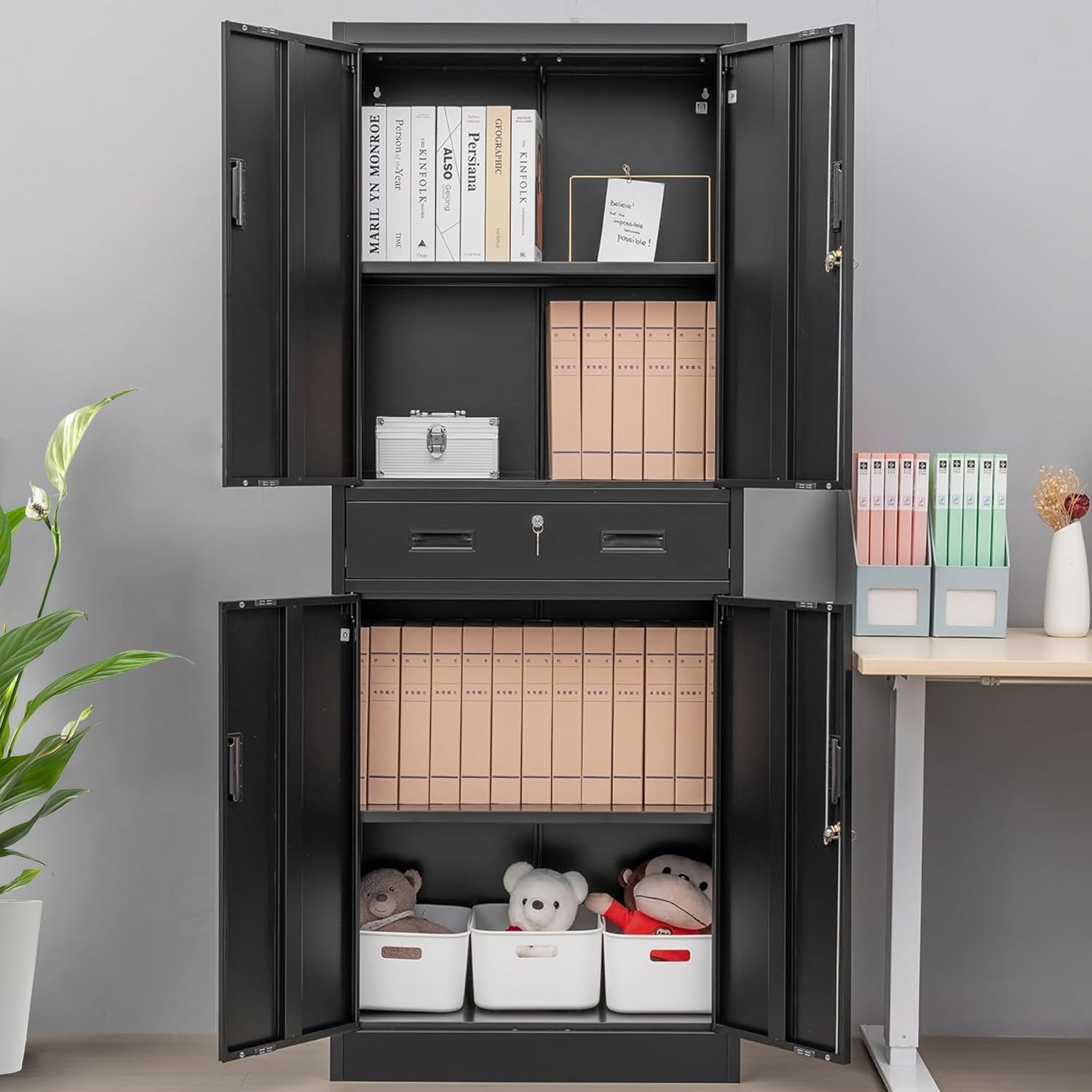 Tall Metal Storage Cabinet Wit - File Cabinet recension och pris
