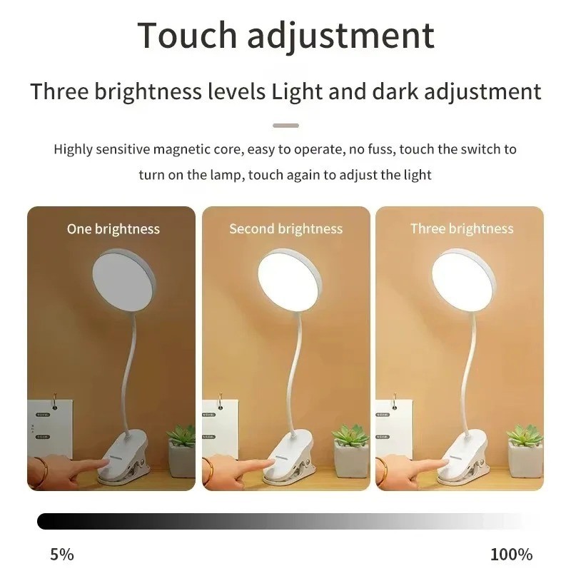 Portable USB Rechargeable Clip - Desk Lamp recension och pris