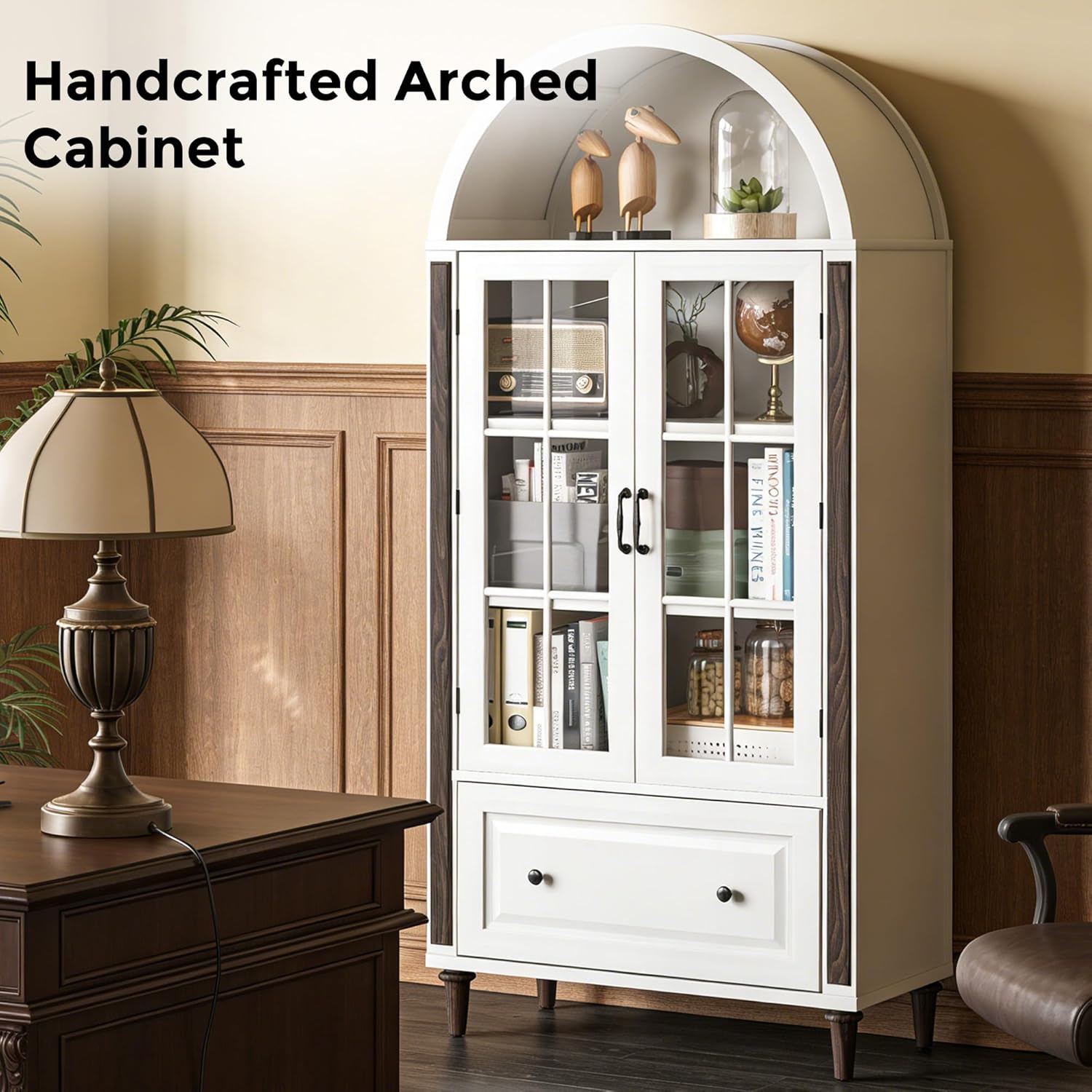 71” Handcrafted Arched Bookcas - File Cabinet recension och pris