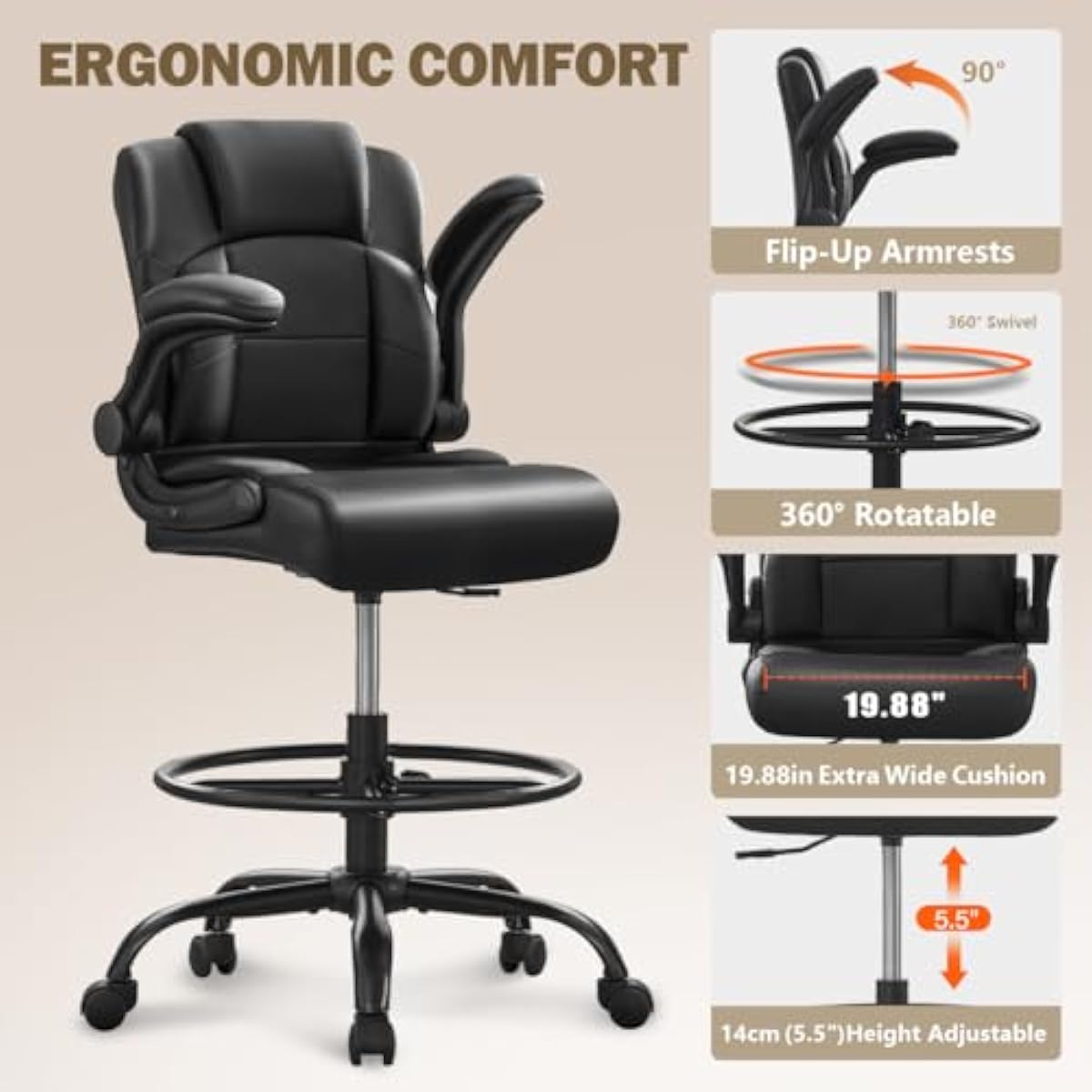 Ergonomic Tall Stool for Stand - Standing Desk recension och pris