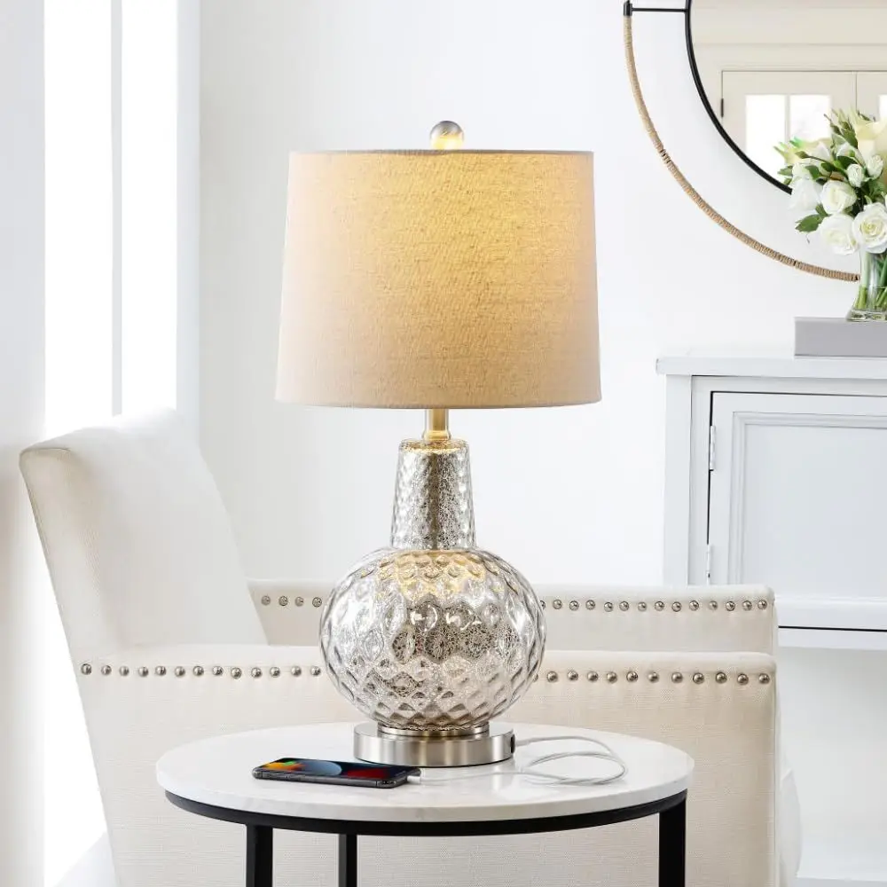 24-inch Silver/Ivory Shade LED - Desk Lamp recension och pris